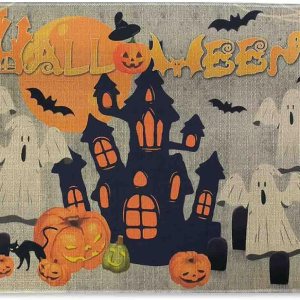 boilopp home Tapete de Halloween antideslizante para puerta delantera, decoración de Halloween, para interiores y exteriores, de bajo perfil, de boilopp home Tapete de Halloween antideslizante para puerta delantera, decoración de Halloween, para interiores y exteriores, de bajo perfil, de
