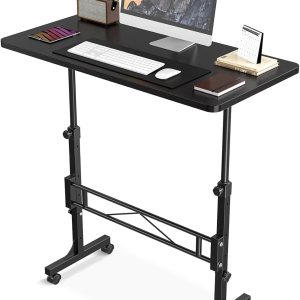 Escritorio de pie pequeño de altura ajustable, escritorio móvil de pie con ruedas, escritorio portátil con ruedas de 32 pulgadas, escritorio pequeño Escritorio de pie pequeño de altura ajustable, escritorio móvil de pie con ruedas, escritorio portátil con ruedas de 32 pulgadas, escritorio pequeño