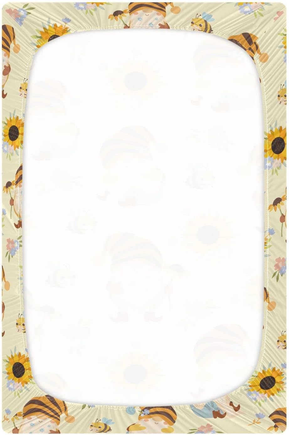 Sábanas bajeras ajustables para cuna, lindos gnomos, abejas, sábanas portátiles y elásticas para bebé niño, colchón de mini cuna transpirable y