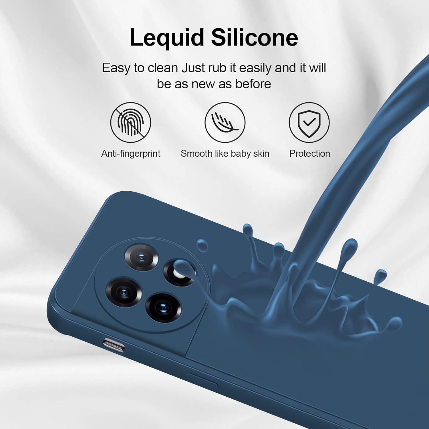 GiiYoon Funda de silicona compatible con OnePlus 11, funda de cuerpo completo para teléfono suave y sedosa con protección de cámara, funda a prueba