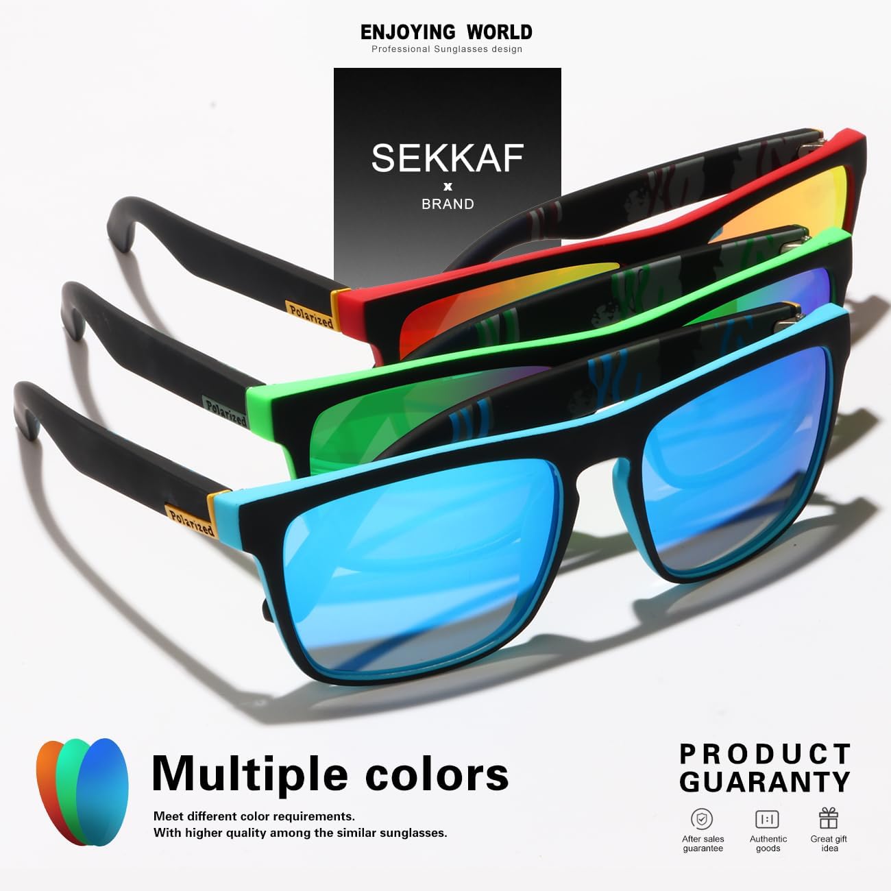 Lentes de sol polarizados para hombres y mujeres, para conducir, deportes, senderismo, gafas de sol, montura cuadrada clásica, protección UV400