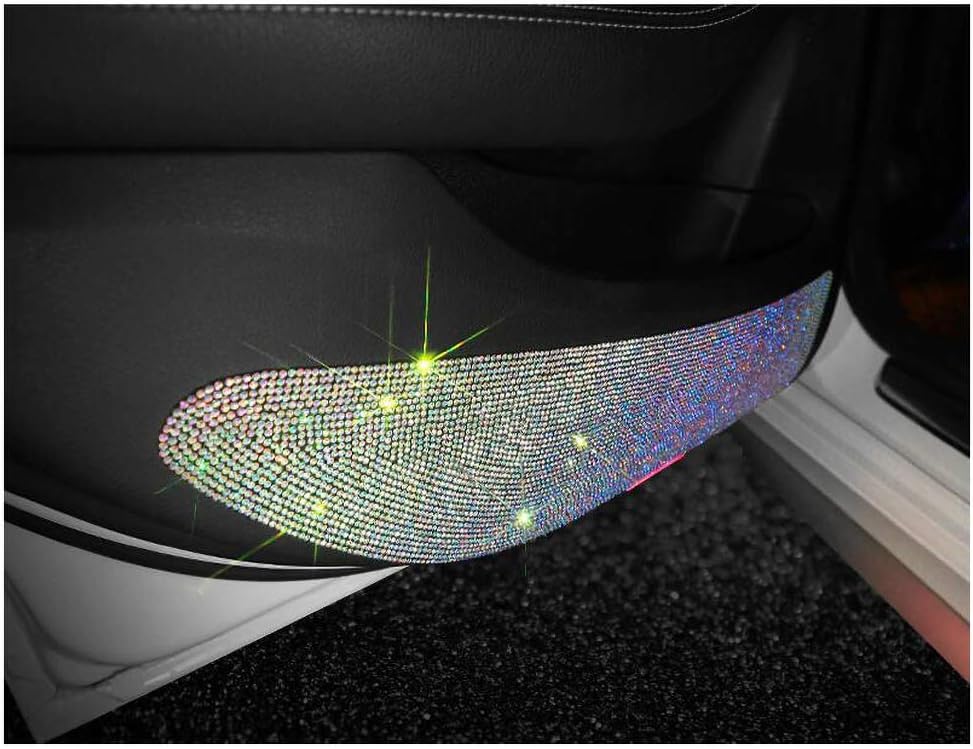 HappyERA Bling – Almohadilla protectora para puerta de automóvil con diamantes de imitación de cristal, universal, anti-patadas, calcomanías sucias