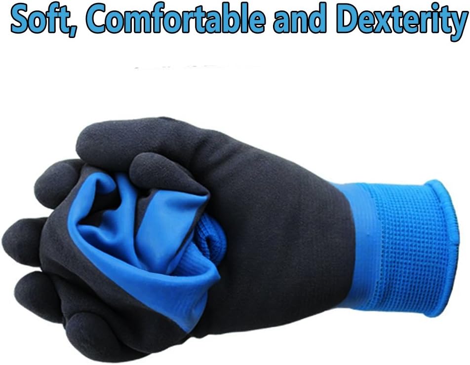 Guantes de trabajo impermeables con doble revestimiento de látex, agarre superior para jardinería, pesca al aire libre, limpieza de automóviles,