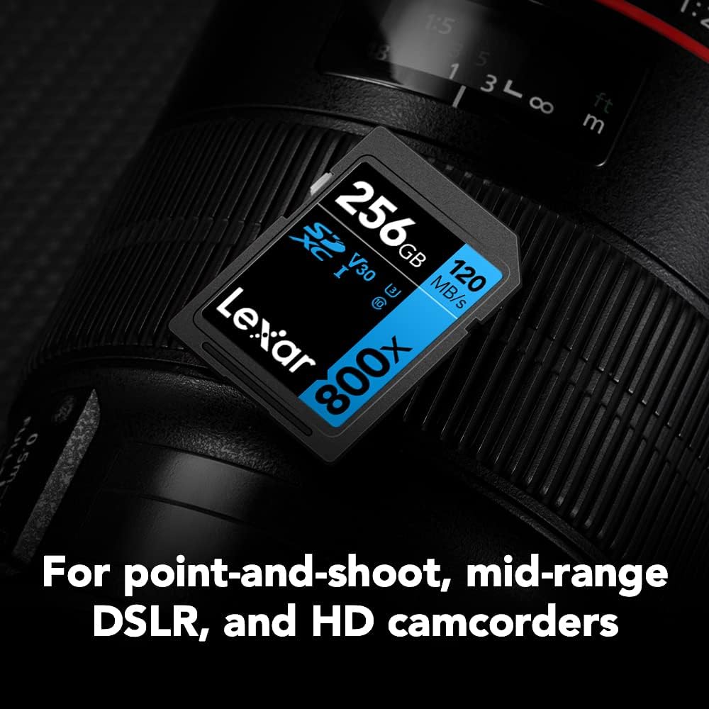 Lexar Tarjeta de memoria SDXC UHS-I de 800 x 128 GB de alto rendimiento, C10, U3, V30, video Full HD y 4K, lectura de hasta 120 MBs, para cámaras de