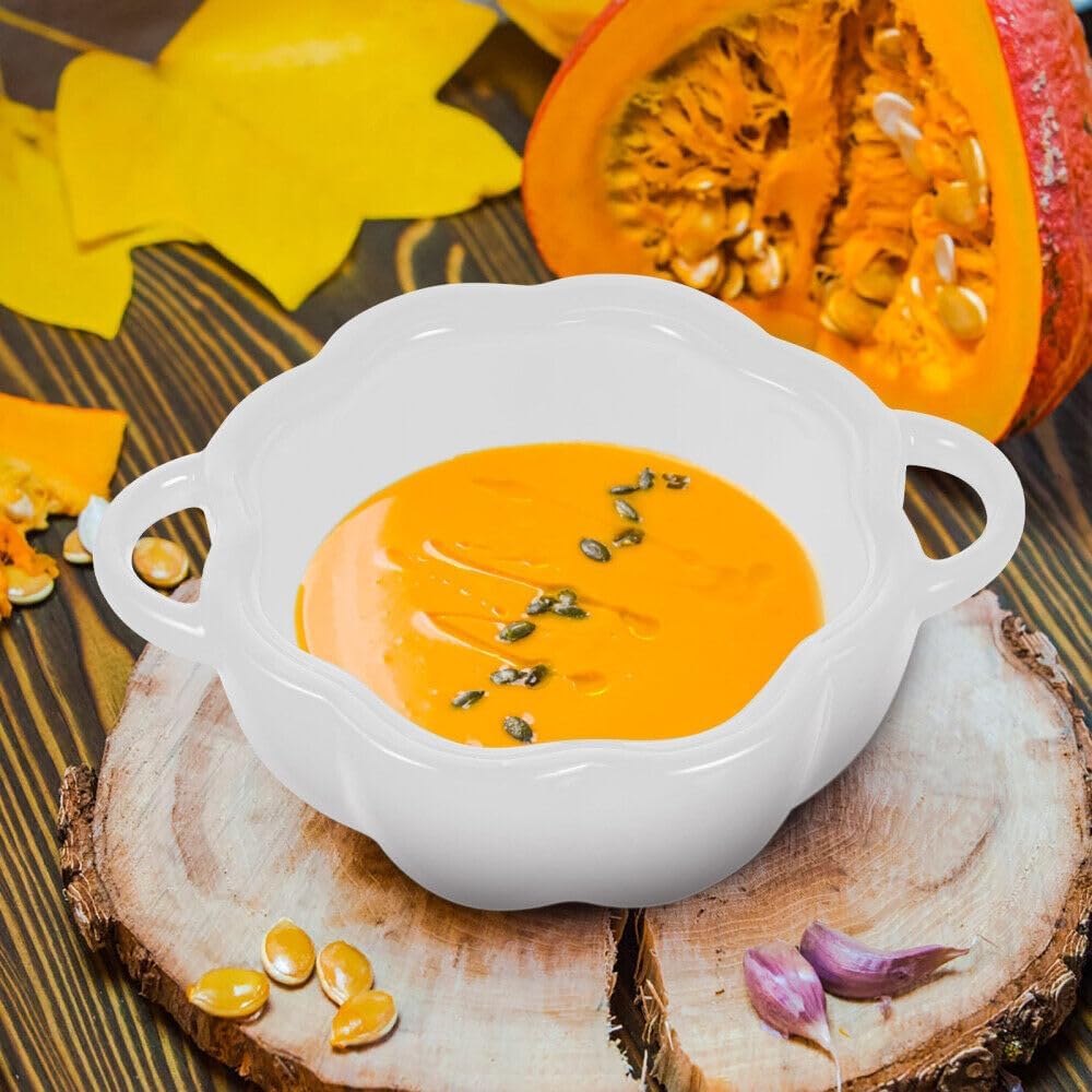 Cuenco de sopa de calabaza de cerámica con tapa, plato de calabaza con cereal de sopa de cerámica con tapa, vajilla creativa de moda (naranja)