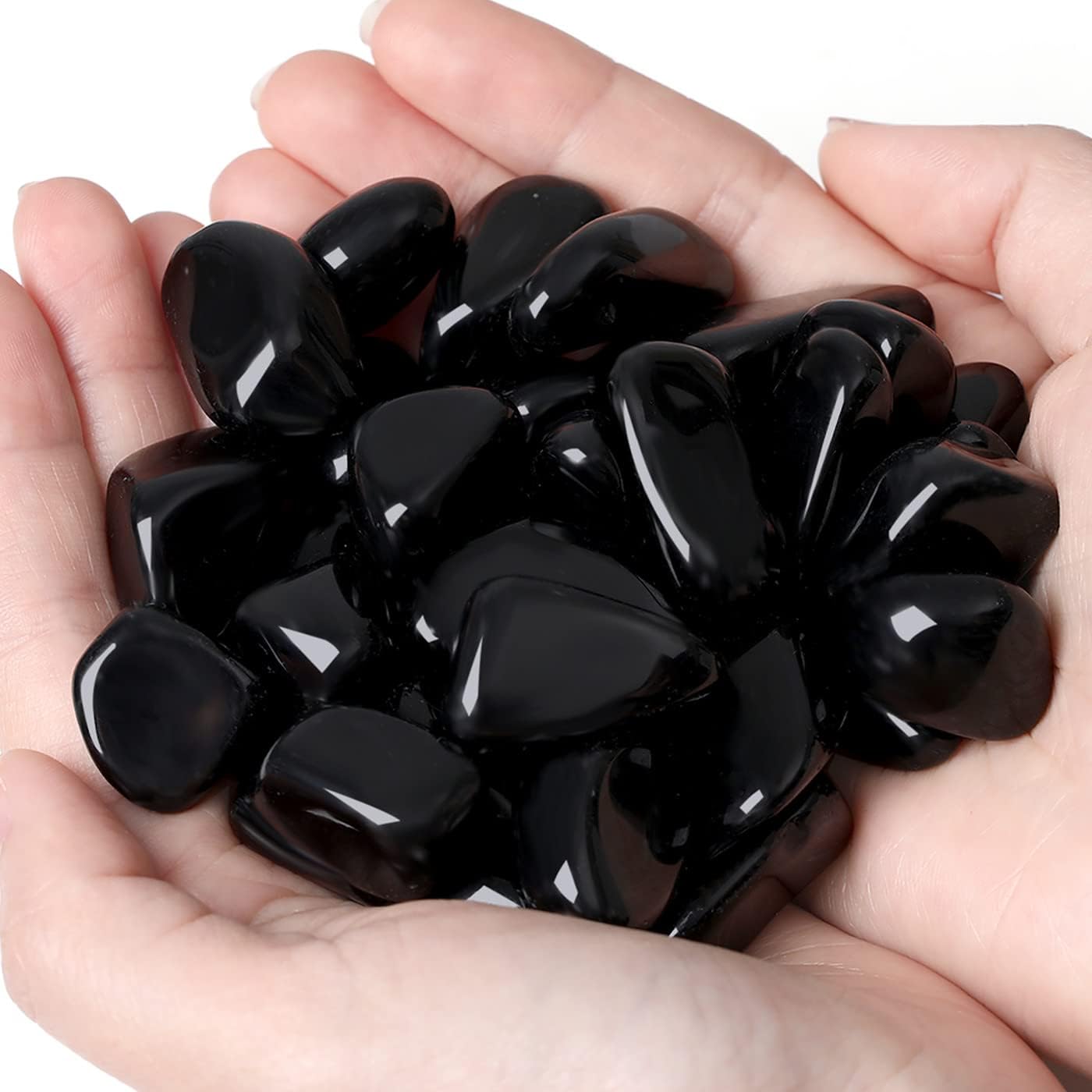 QINJIEJIE Piedras pulidas de obsidiana negra de 0.9 libras, piedras preciosas a granel de 0.6 a 1 pulgada, rocas de piedra de cuarzo irregular,