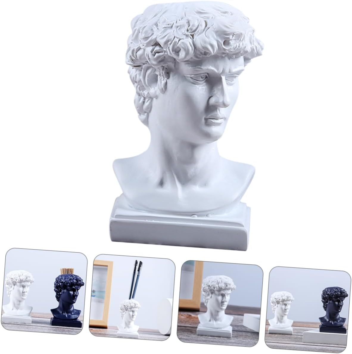 Ciieeo Caja de 3 piezas para palillos de dientes, estatua griega, plantador, estatua Toscano, cabeza de David, escultura, palillo de dientes,
