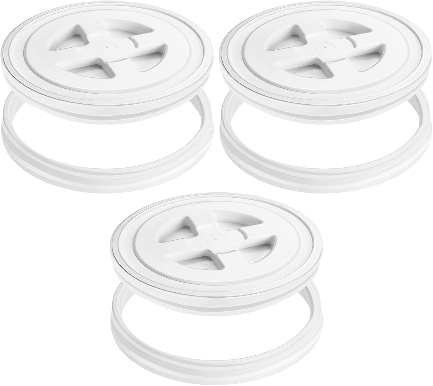 Aodaer 3 tapas de cubo de 5 galones, tapas de plástico con tapa de rosca a prueba de fugas para revestimientos de granos de alimentos para mascotas,