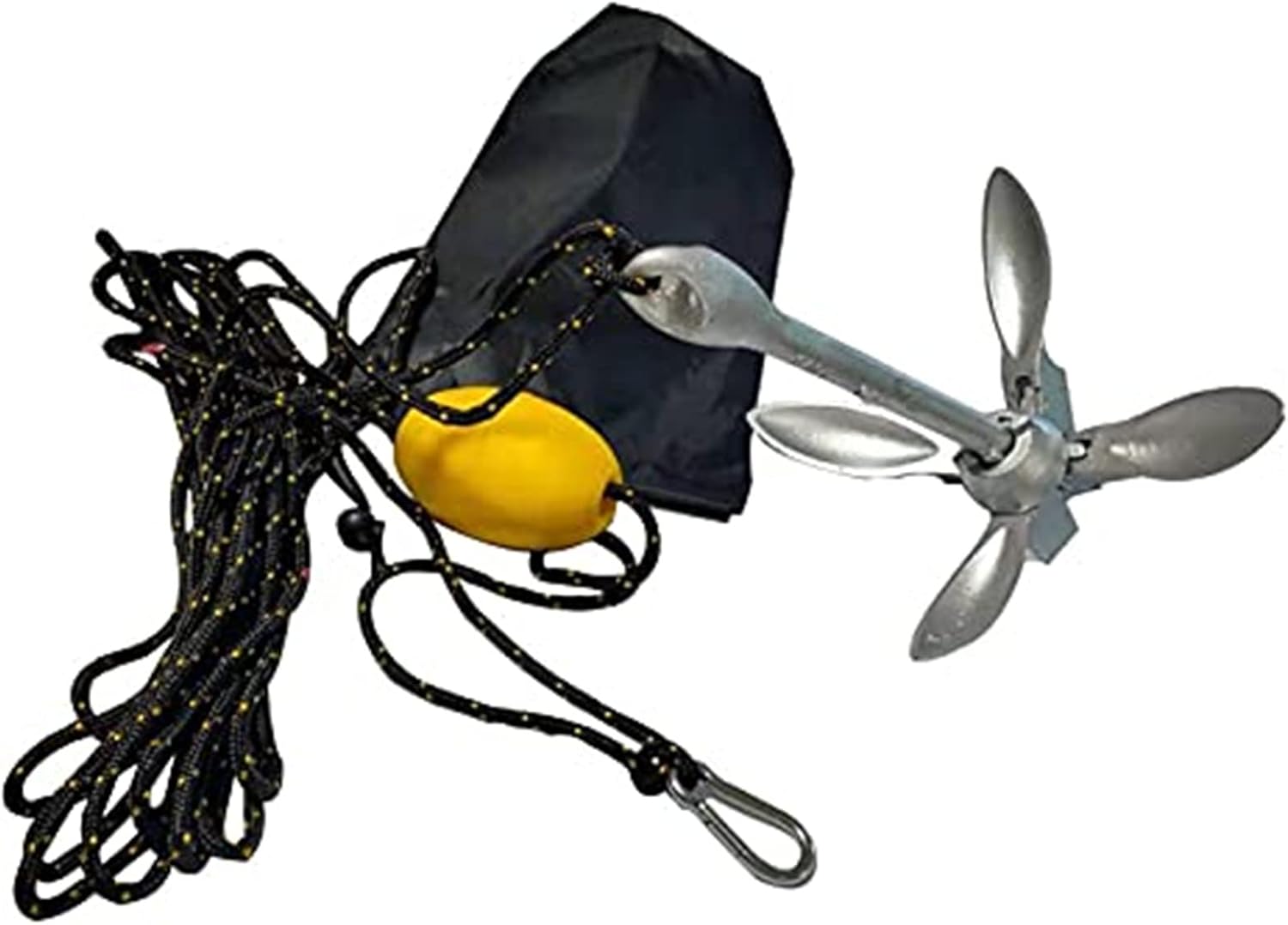ISURE MARINE Ancla de barco de 3.3 lbs3.5 libras, kit de anclaje galvanizado para pesca de kayak, sistema de anclaje plegable para accesorios de