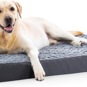 JOEJOY Cama ortopédica para perros extra grandes y medianos, cama grande de espuma para perros con funda impermeable extraíble, tapete de felpa JOEJOY Cama ortopédica para perros extra grandes y medianos, cama grande de espuma para perros con funda impermeable extraíble, tapete de felpa