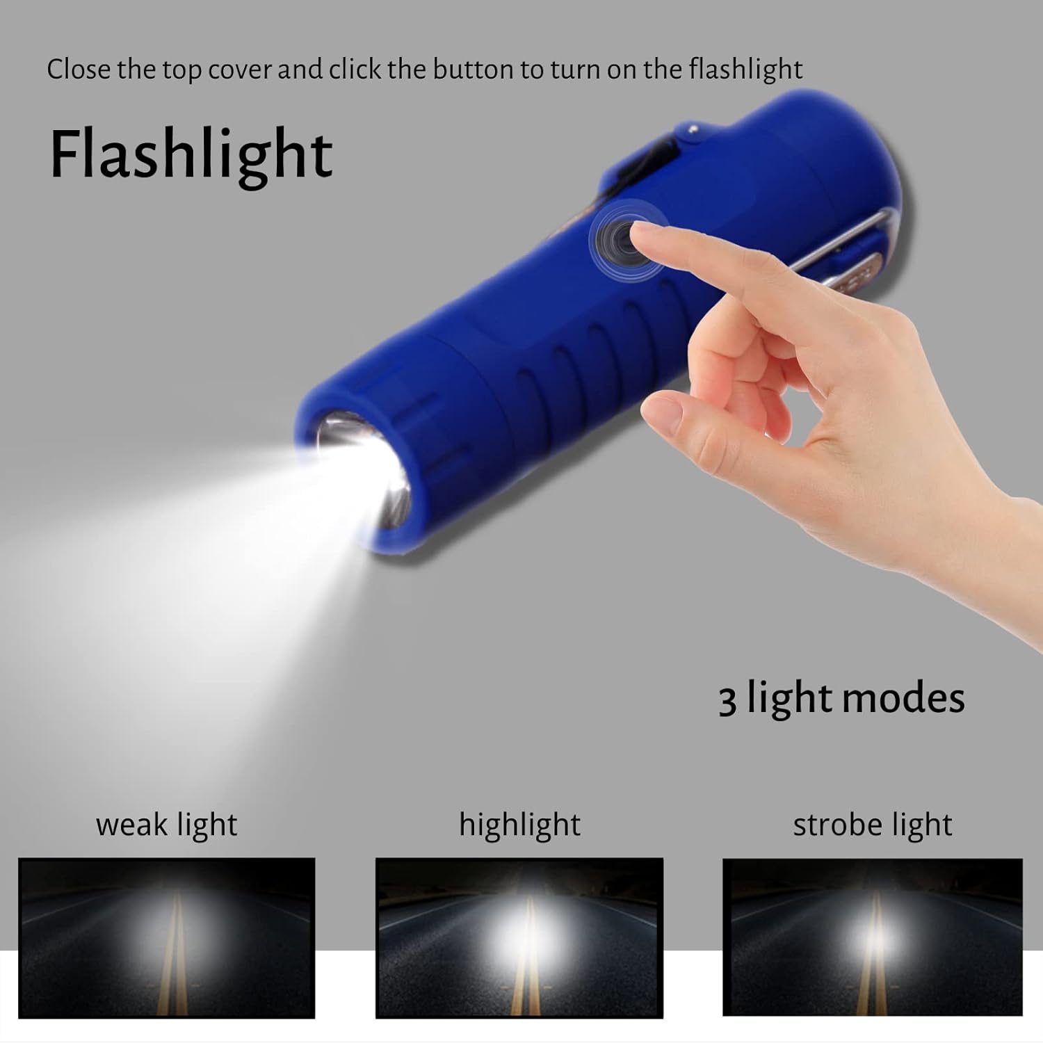 Encendedor eléctrico para campamento, encendedor de doble arco resistente al viento con linterna LED, encendedor recargable por USB para senderismo