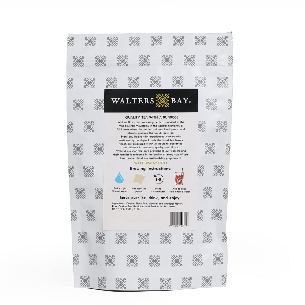 Walters Bay Bolsas de té helado de mango, 18 unidades, bolsas de té de tamaño de galón, té de Ceilán al por mayor, sin azúcar, delicioso sabor a