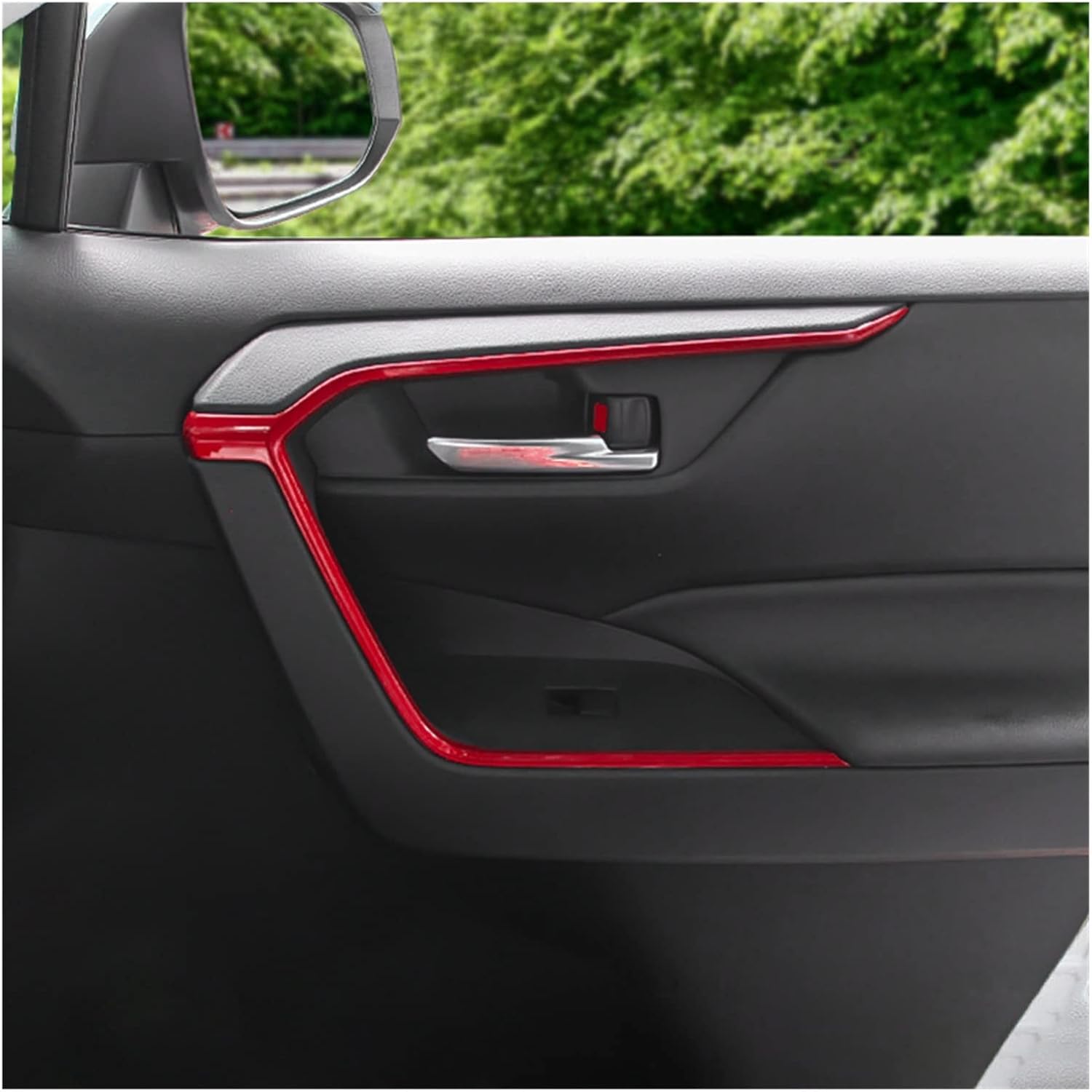 Cubierta decorativa para reposabrazos de puerta de automóvil, compatible con Toyota RAV4 2019 2020 2021 2022 2023 RAV 4 XA50 (color rojo-1)