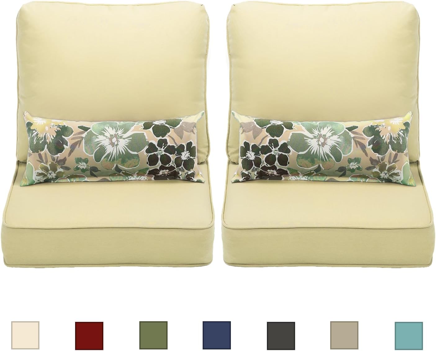 Aoodor Juego de cojines para sillas de asiento profundo para exteriores, 23 x 25.6 pulgadas, funda de tela de olefina y espuma de esponja,