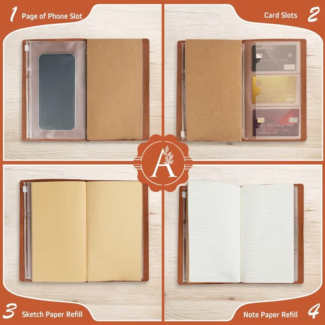 Regalos de Navidad para mujeres, diario de cuero para adolescentes, cuaderno recargable para el trabajo, diario de papel rayado, planificador de