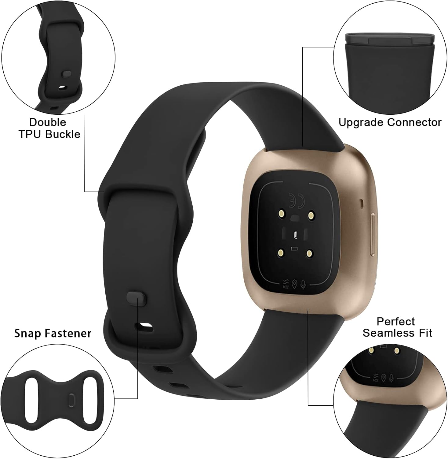 AK Correa deportiva compatible con Fitbit Sense 2  Sense BandsFitbit Versa 4  Versa 3 bandas para mujeres y hombres, correas clásicas de silicona