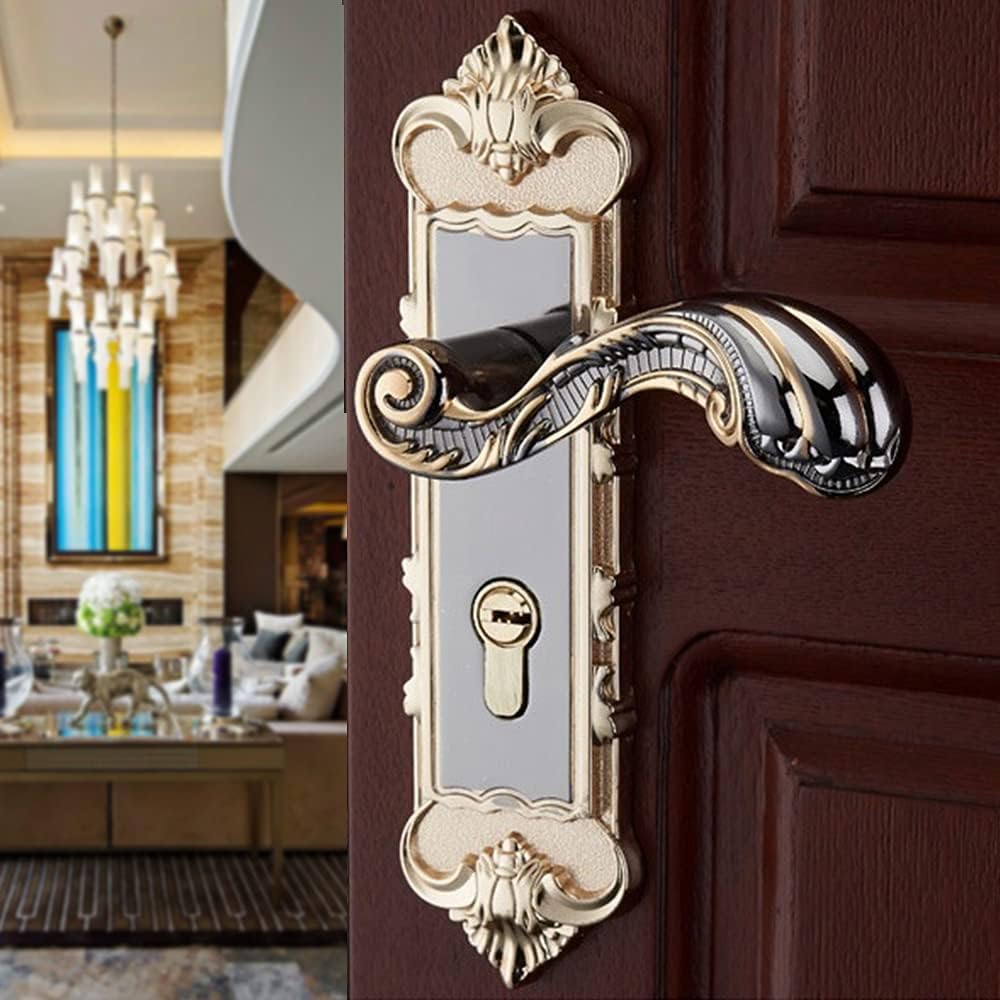 Eapmic Juego de cerradura de puerta universal de estilo europeo para dormitorio interior (aleación negra)
