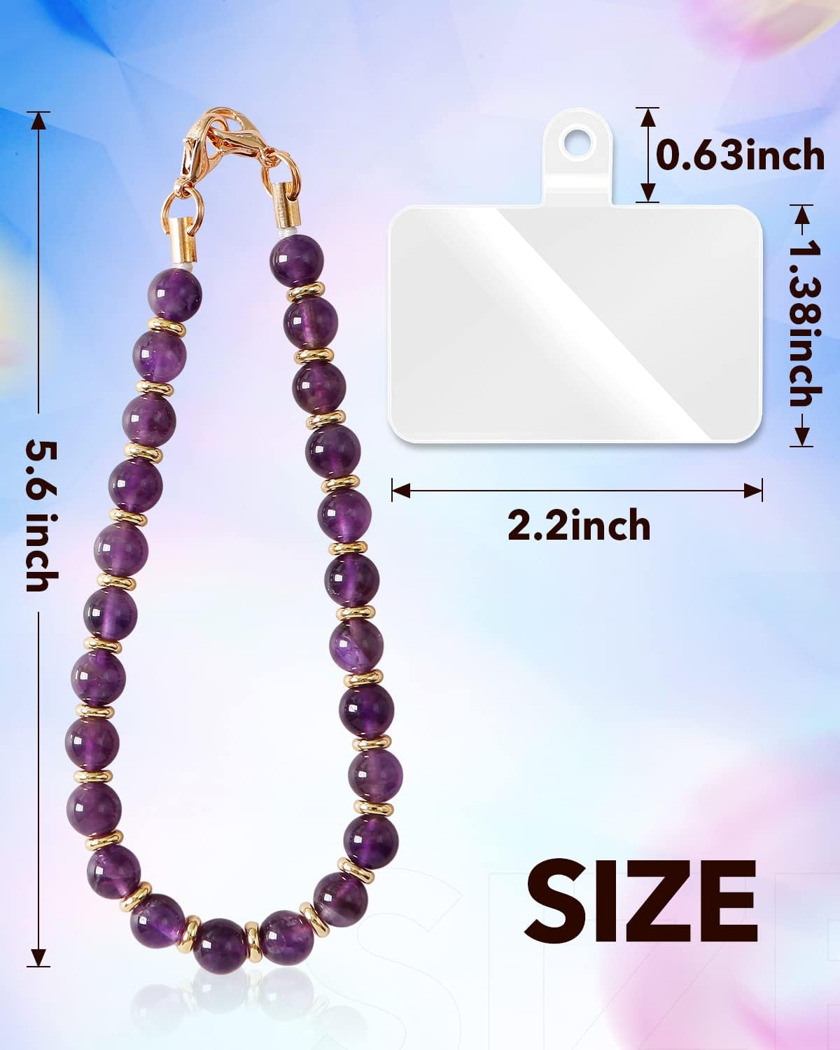 BEACE Correa de muñeca de teléfono con cuentas de mármol, cordón desmontable para teléfono con pestaña de sujeción, pulsera con dije de teléfono
