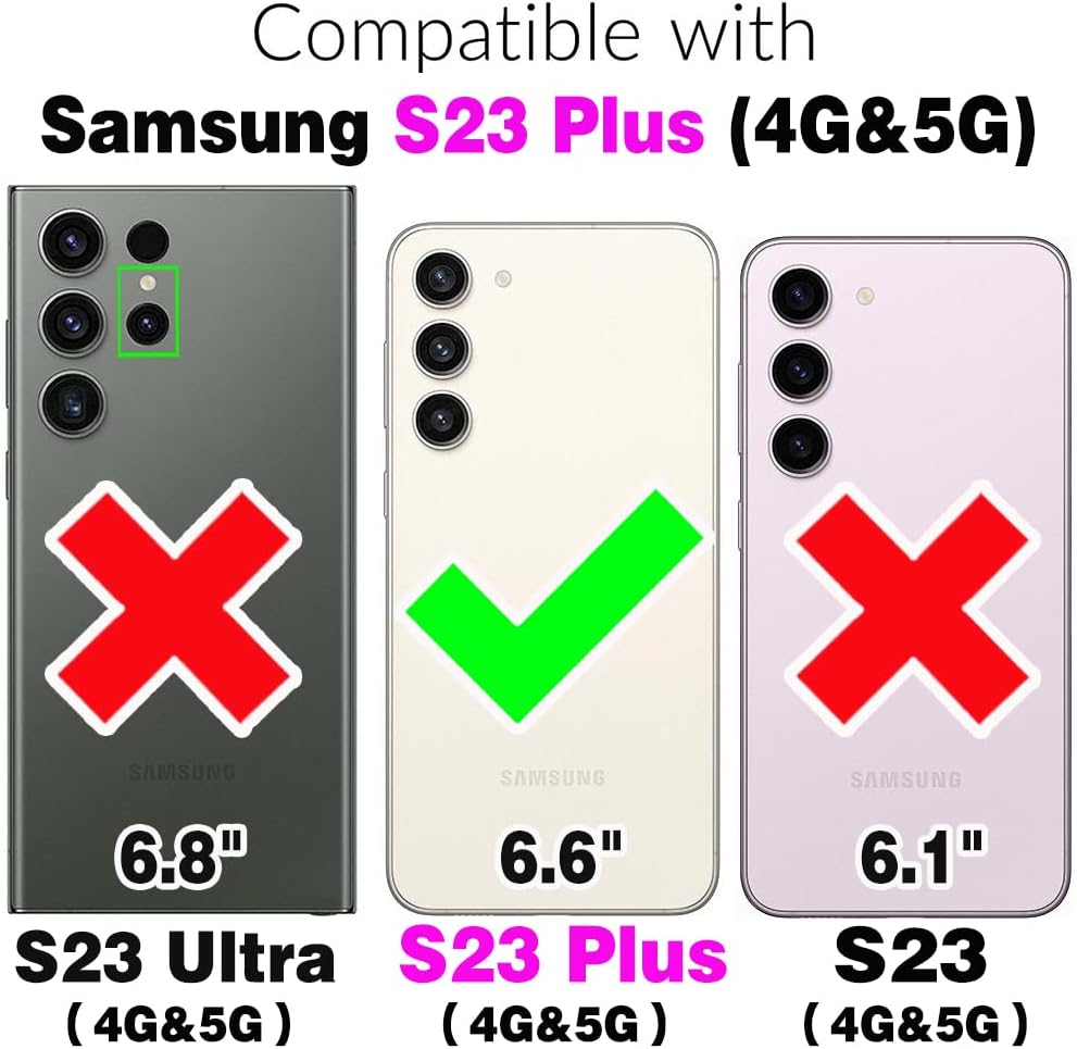 Asuwish Funda de teléfono para Samsung Galaxy S23 Plus S23+ 5G con protector de pantalla de vidrio templado y funda delgada de cuero suave,