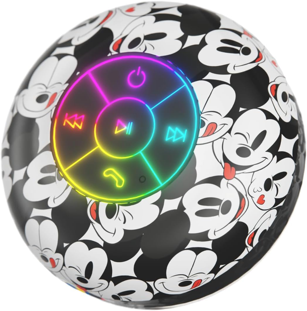 iJoy Disney Mickey Mouse and Friends – Altavoz de ducha LED Bluetooth – Altavoz a prueba de salpicaduras con controles táctiles + 5 horas de