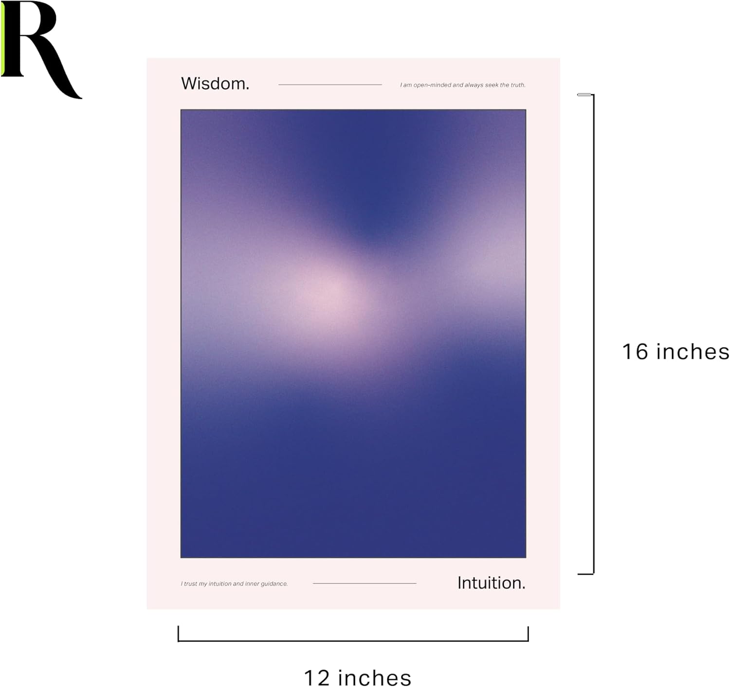 Retrograde Póster de chakra aura con afirmaciones positivas, impresión de pared de gradiente de moda para decoración estética de habitación Y2K