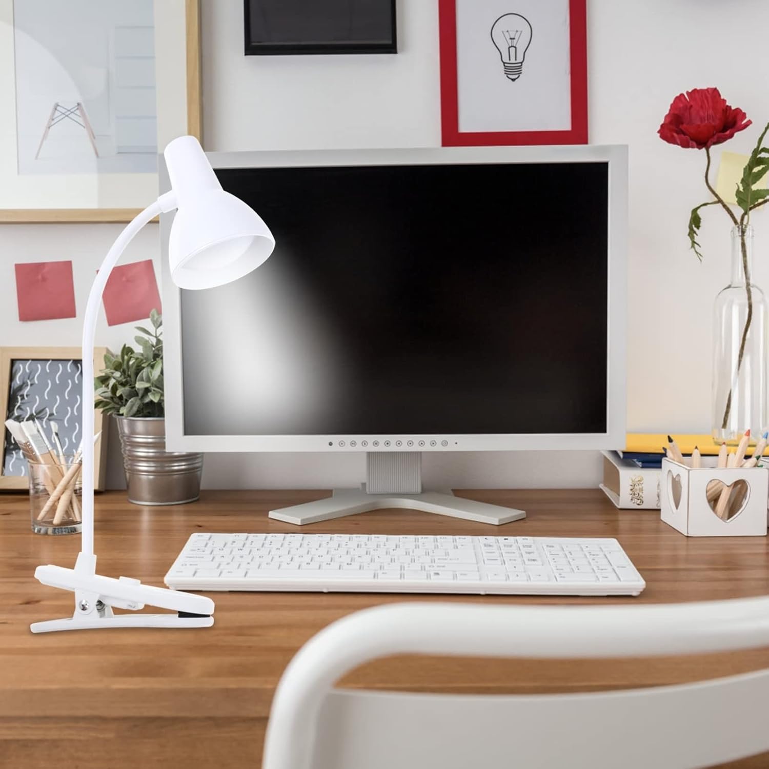 Luz de mesa de oficina, luces de lectura con clip, luces de lectura con clip, protección de ojos, abrazadera de libro, lámpara de abrazadera de