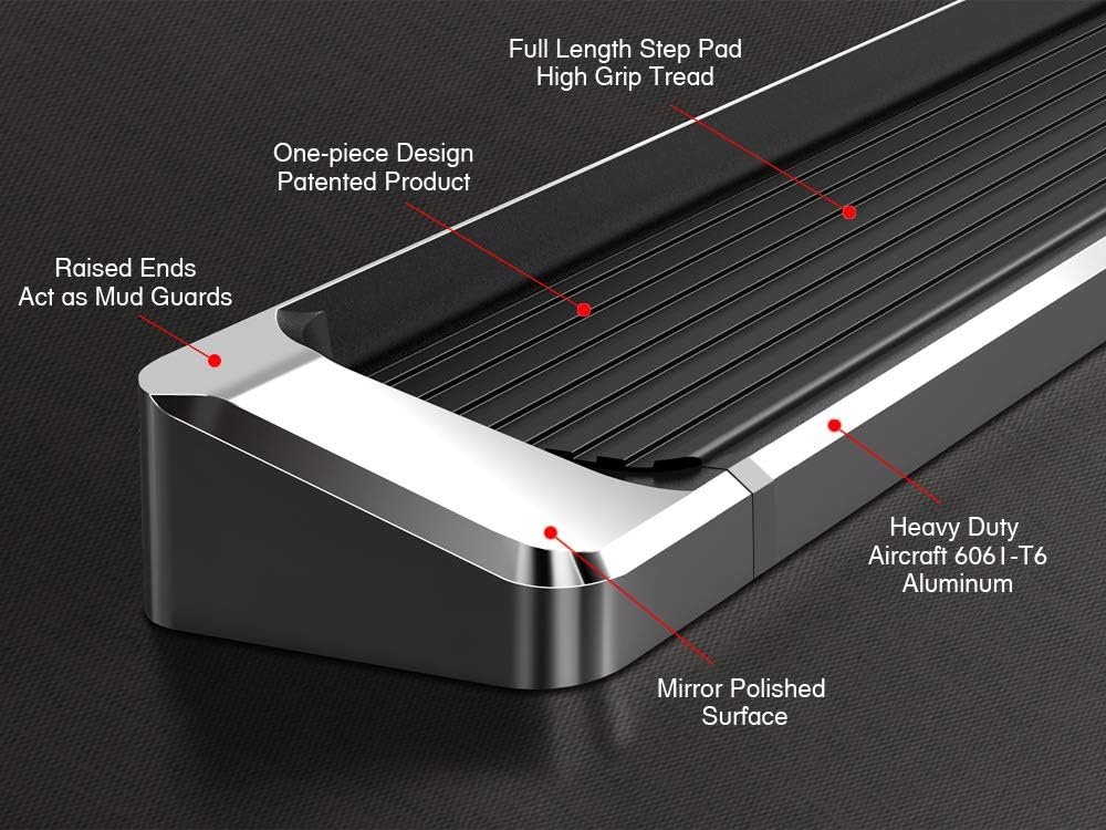 APS iBoard – Estribos para camioneta de doble cabina, 4 puertas laterales completas., Plateado aluminio