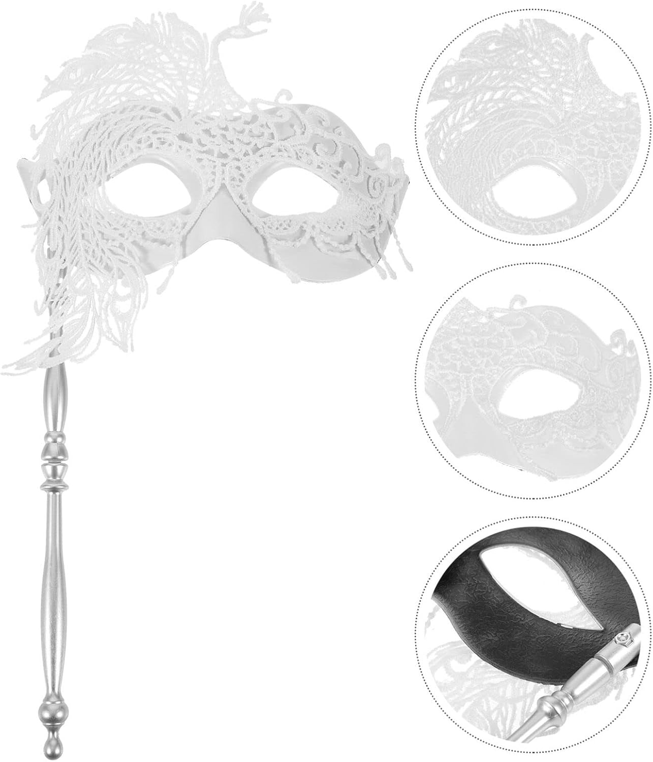 SOIMISS Máscara de mano de encaje para fiesta, corona, máscara para baile de máscaras, máscara veneciana de mascarada, trajes de juego de rol,