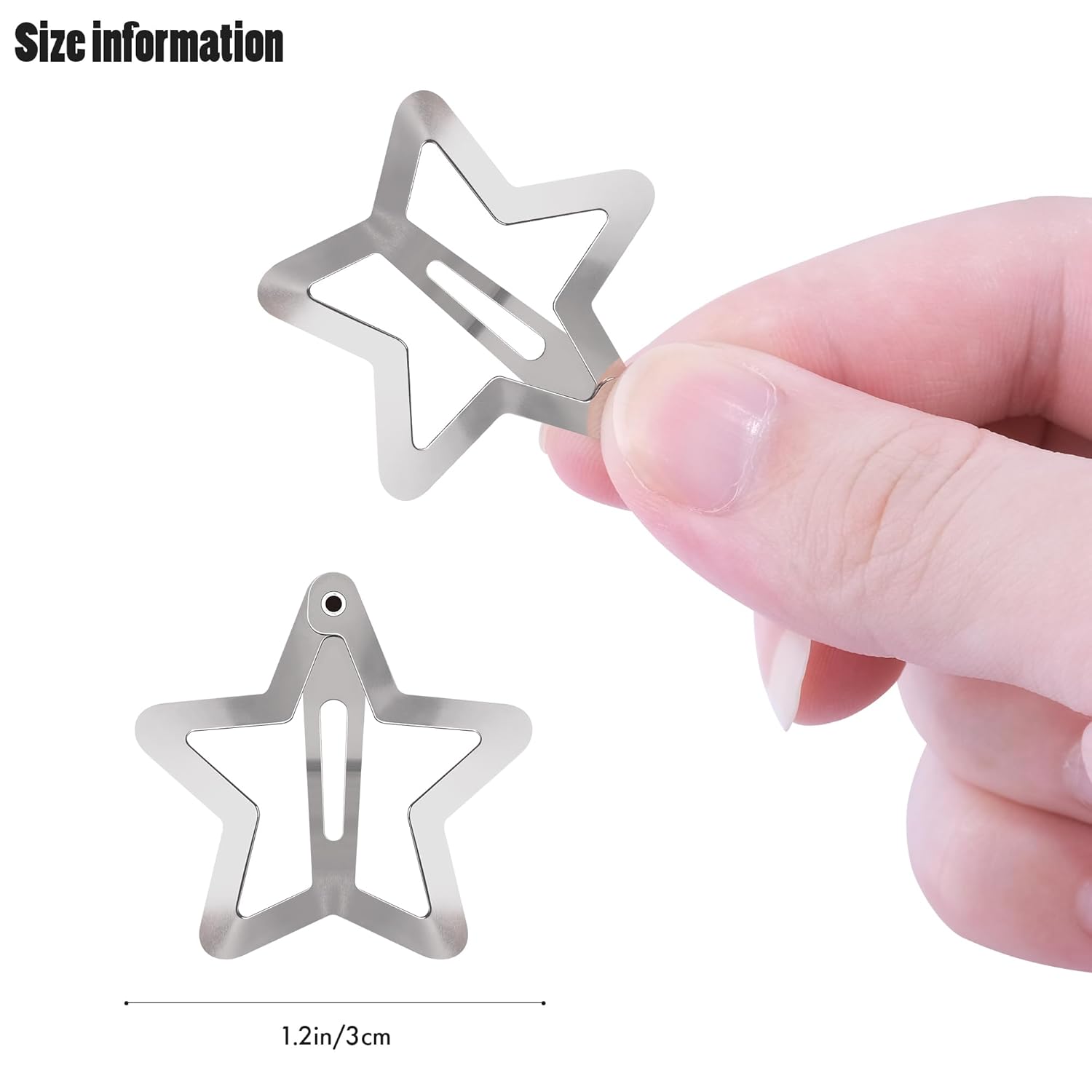 Pinzas para el cabello Y2K de la década de 2000, pasadores de pelo antideslizantes, accesorios para el cabello de estrella plateadas, pinzas para el