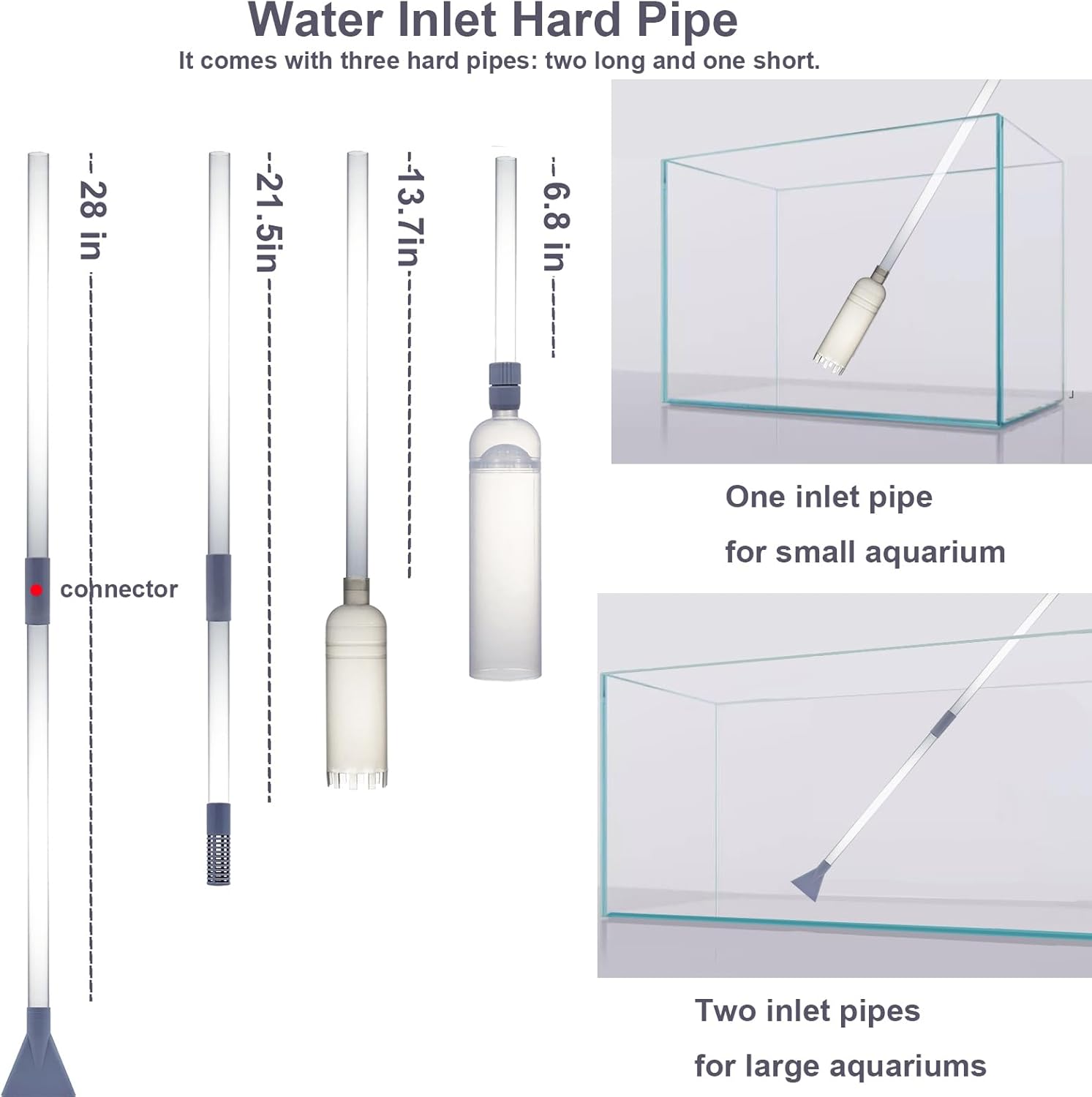 Kit de aspirador de sifón para acuario con tubos de vacío duales para varios tamaños de tanque y una red de pescado, aspiradora de grava de acuario