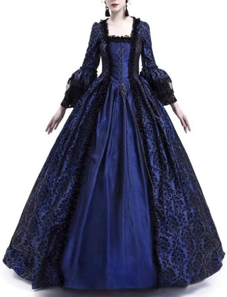 luwita Gothic Dress for Women Steampunk Witch Goth Costume Halloween Victorian Ball Gown Floor Length Irish Dress Corset