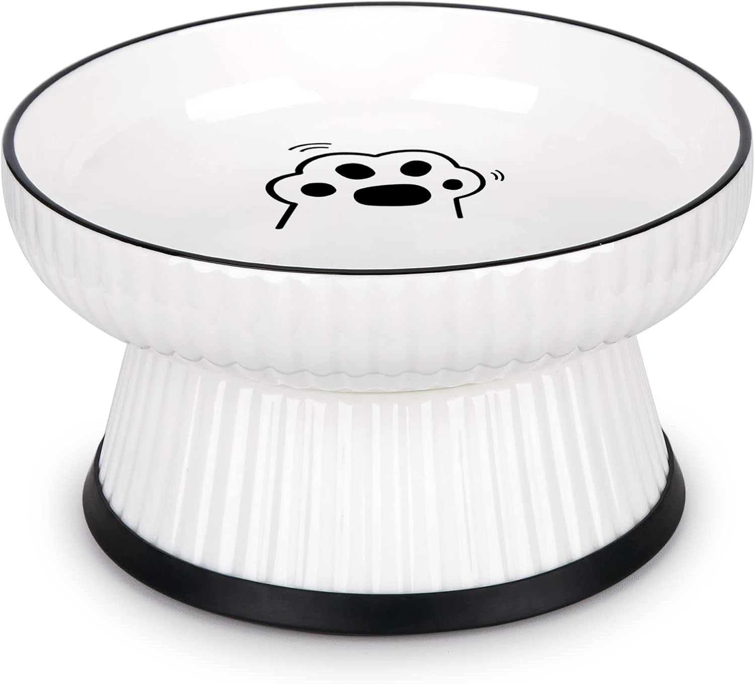 Cuenco elevado de cerámica grande para gatos, cuenco de agua elevado para gatos poco profundos con tira antideslizante para gatos y perros pequeños,