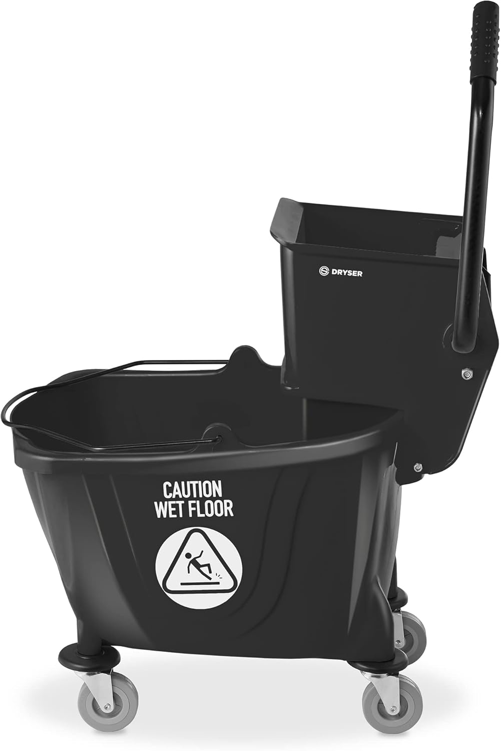 Dryser Comercial prensa lateral escurridor Combo fregona cubo, 33 cuartos de galón, negro