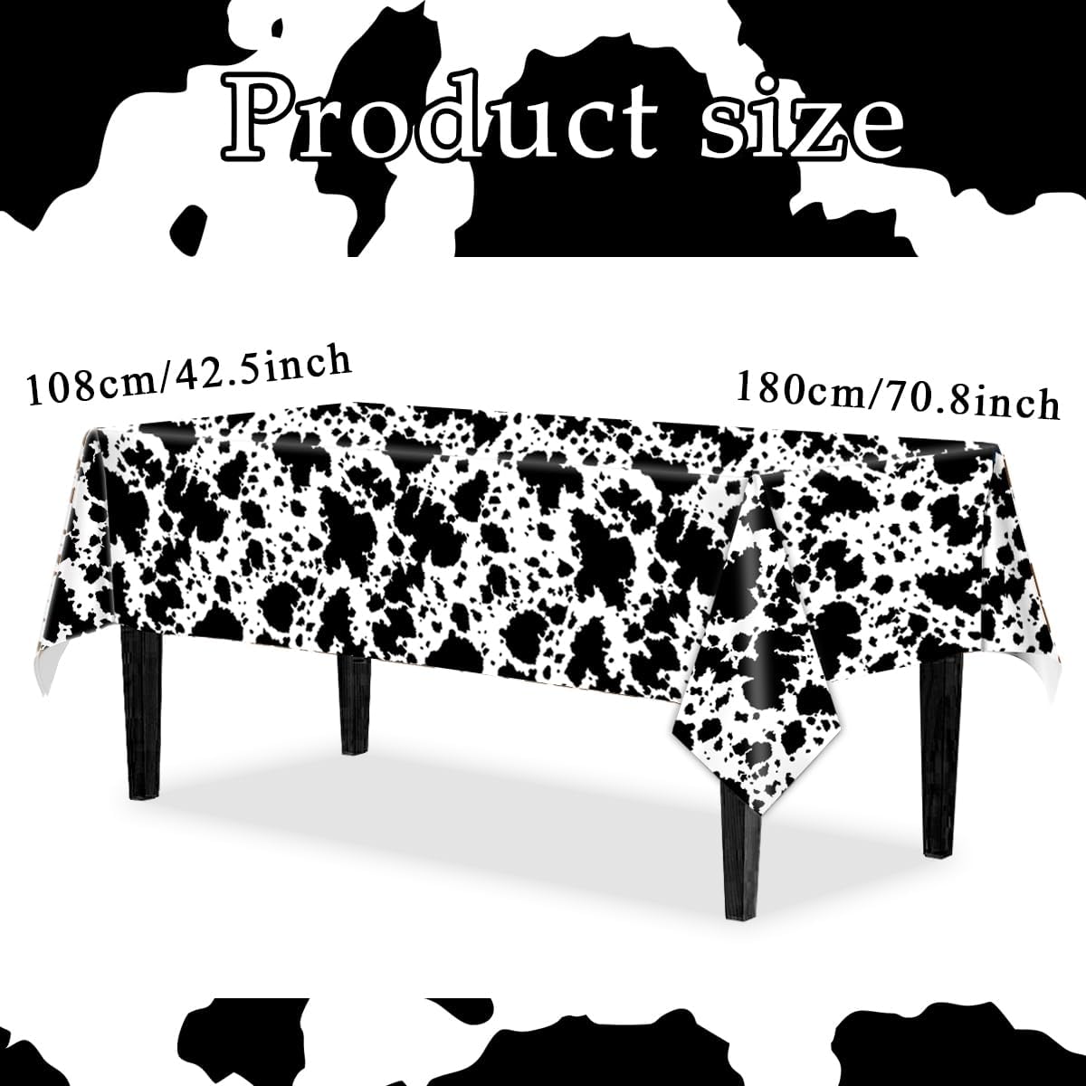 Decoraciones de vaca de las montañas, 3 manteles con estampado de vaca, animales de granja, estampado de vaca negra, funda rectangular de plástico