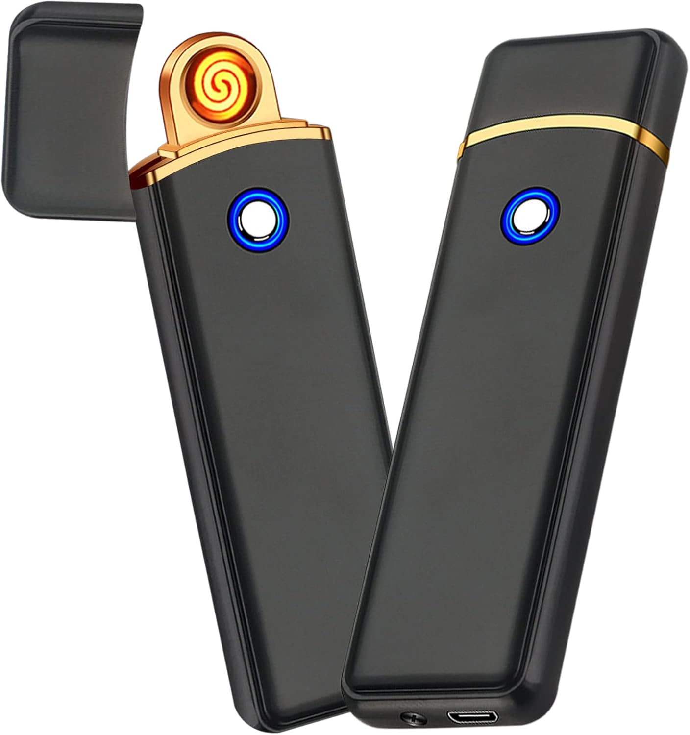 Encendedor electrónico, encendedor inteligente recargable por USB, encendedor eléctrico fresco, portátil, de doble cara, resistente al viento, sin