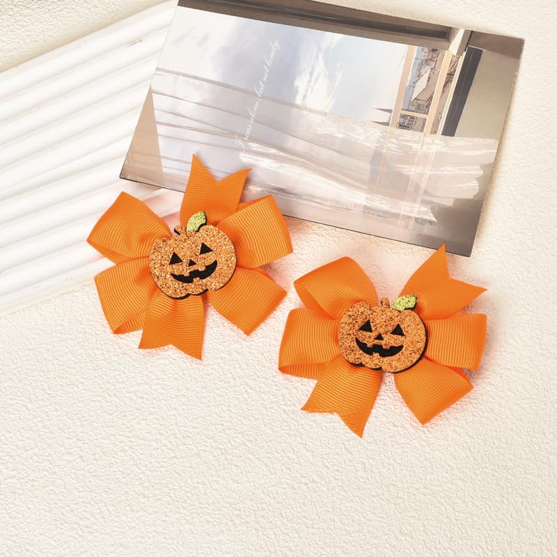 Lazos para el pelo de Halloween, pinzas para el pelo de calabaza para niñas, lindos pasadores de Halloween para niñas pequeñas, clip de pelo con