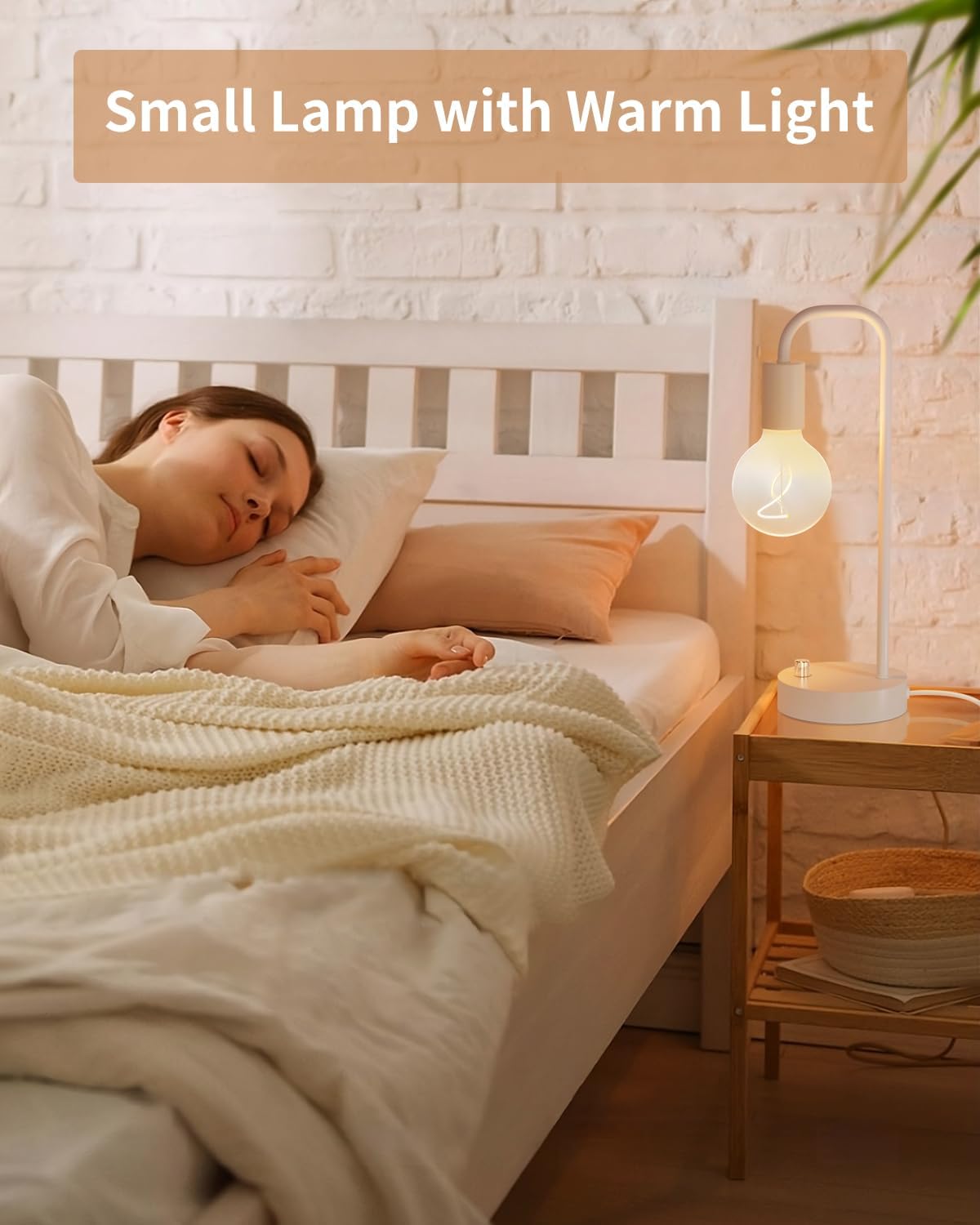 Lámpara de mesa industrial pequeña para dormitorio, totalmente regulable, moderna, con bombilla cálida de 2700 K para lectura de niños, lámparas