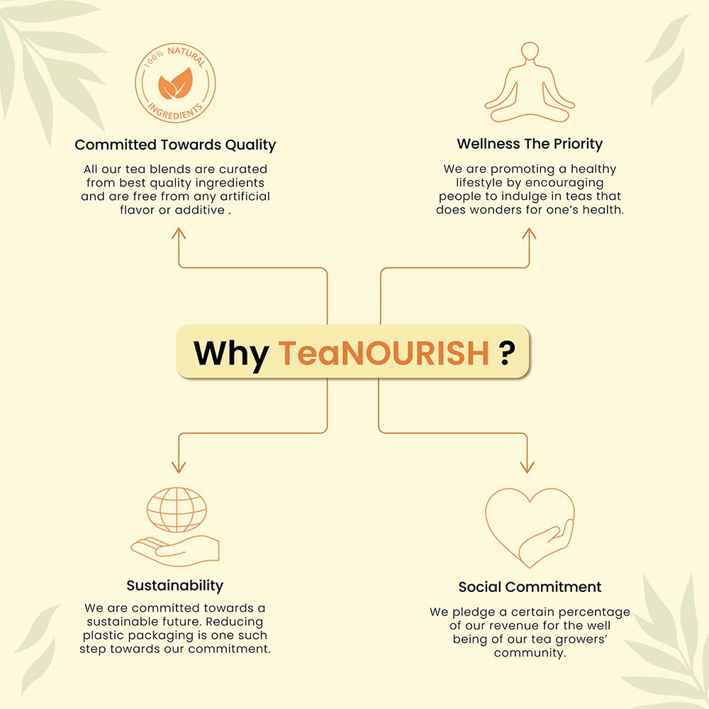 TeaNOURISH Té de hierbas Masala de cúrcuma  Sin cafeína  100% natural  Té de apoyo inmunológico  Cúrcuma, canela, cardamomo, pimienta negra,
