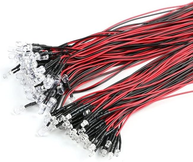 XMGKMN 10 luces LED F3 F5 de 0.118 in 0.197 in 7.9 in precableadas blanco, rojo, verde, azul, amarillo, UV RGB, lámpara de diodo de decoración