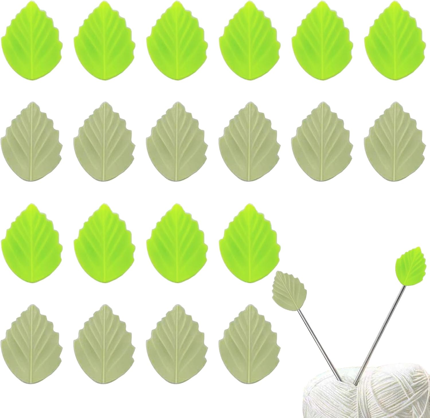 20 protectores de punto de aguja de tejer de punto, protectores de puntos de agujas de hojas, tapones de punto para agujas de tejer, suministros