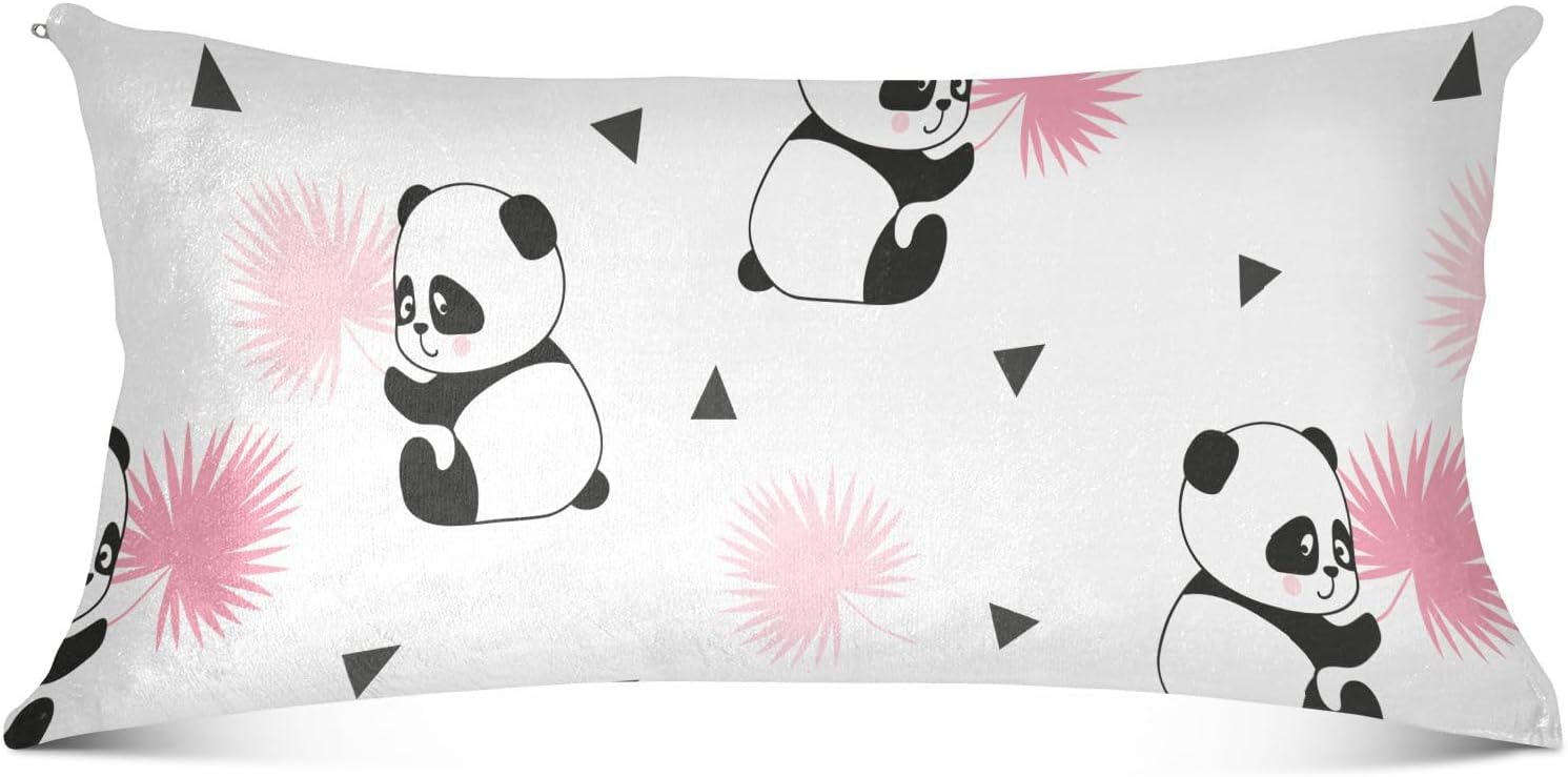 Emelivor Cute Panda Bears Throw Pillow Covers Velvet Pillow Covers Soft Cushion Covers Comfortable Pillowcases Decorative Pillows for Bed Couch Sofa