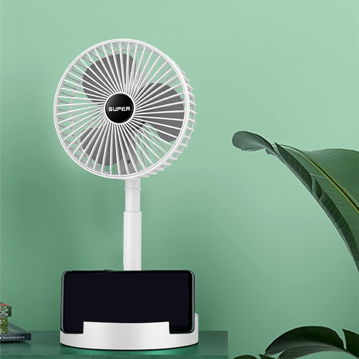 MIANHT Ventilador portátil elástico de 3 velocidades, ventilador de mesa de escritorio, enchufe, rotación del ventilador, fuerte viento, silencioso