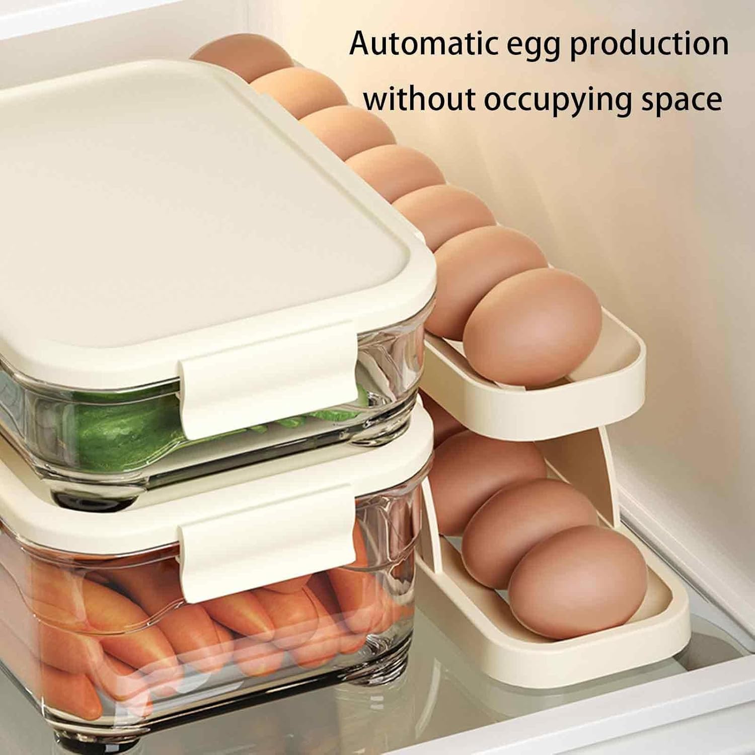 Bandeja rodante para huevos para nevera, bandeja de huevos enrollable para 12-14 huevos, soporte dispensador de huevos para encimera de cocina,