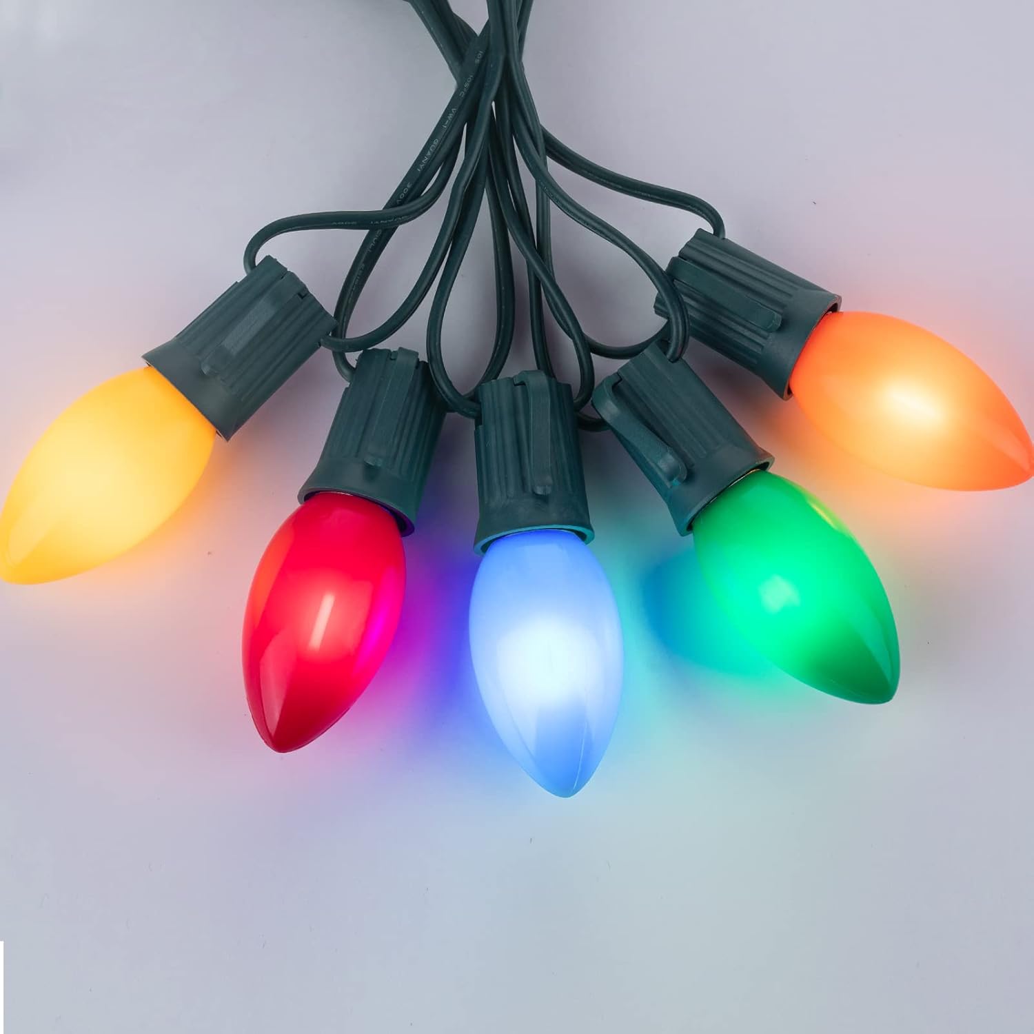 Minetom Bombilla de Navidad de repuesto LED multicolor C7, bombillas de Navidad C7 regulables, base de candelabro C7E12 para luces de Navidad C7