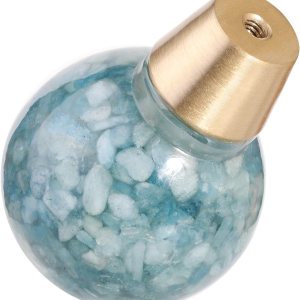 Rockcloud Paquete de 2 pomos redondos de resina aguamarina para cajones con tornillos, tiradores en forma de bola para tocador, armario, decoración Rockcloud Paquete de 2 pomos redondos de resina aguamarina para cajones con tornillos, tiradores en forma de bola para tocador, armario, decoración