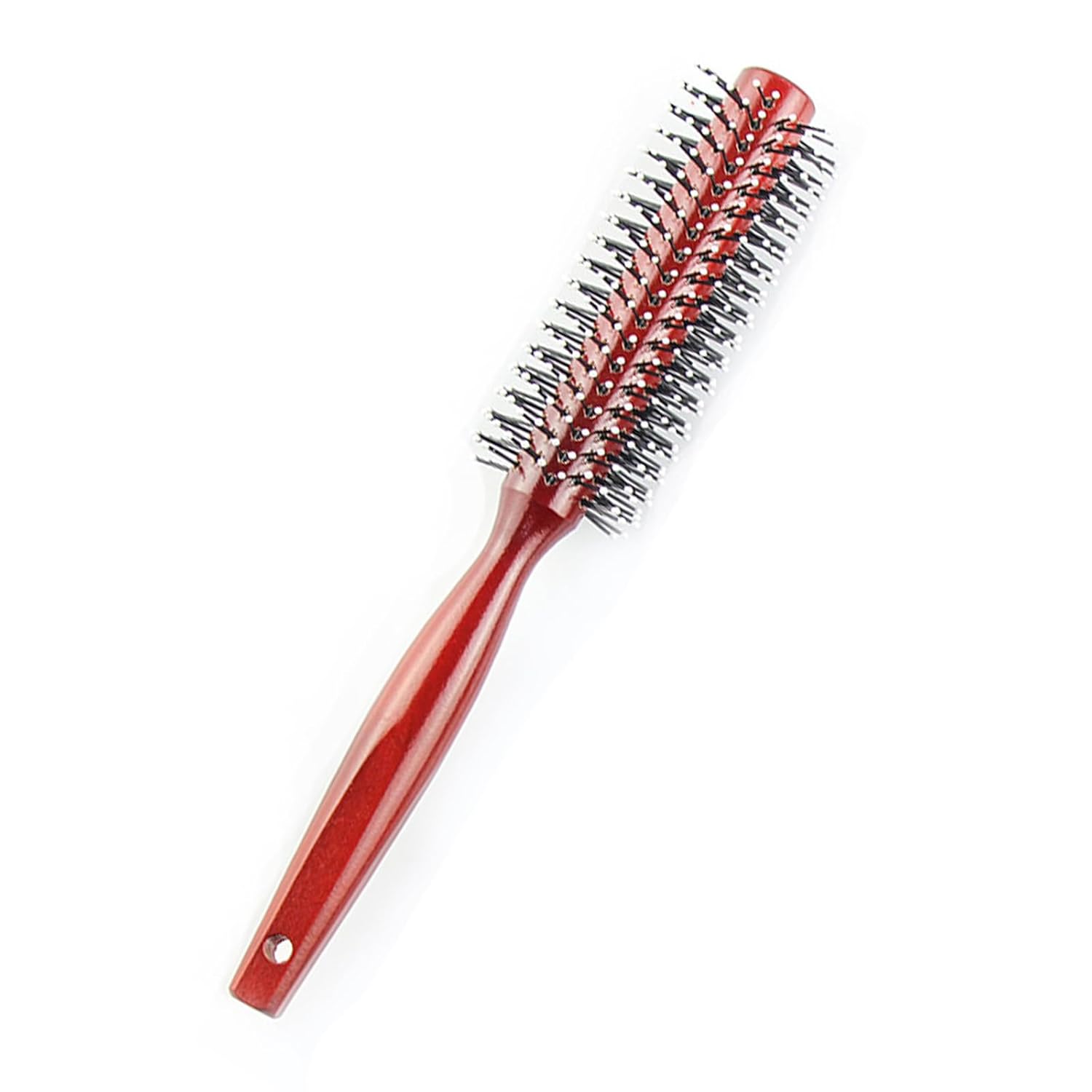 Harewu Peine redondo con mango de madera original hecho de madera de haya pura, cerdas de nailon suaves, para todos los estilos de cabello, cepillo