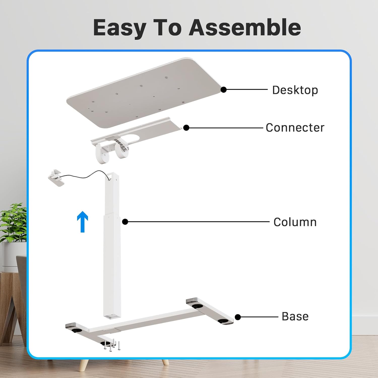 Escritorio móvil de pie, escritorio de altura ajustable para laptop, mesa de noche inclinable de 90, escritorio portátil para computadora con