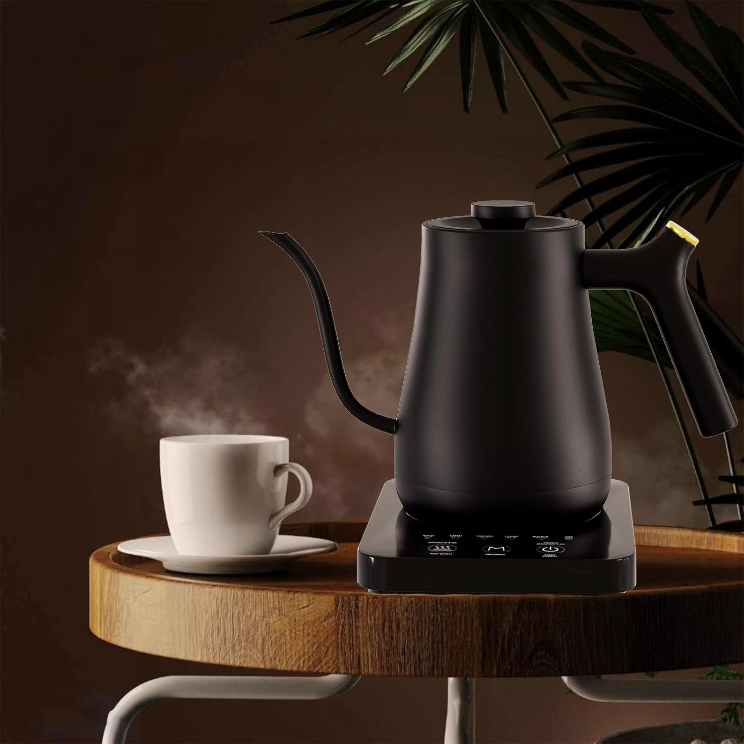 Hervidor eléctrico con 5 ajustes preestablecidos variables, hervidor de café de 1200 W para café y té, calentador de agua eléctrico de cuello de