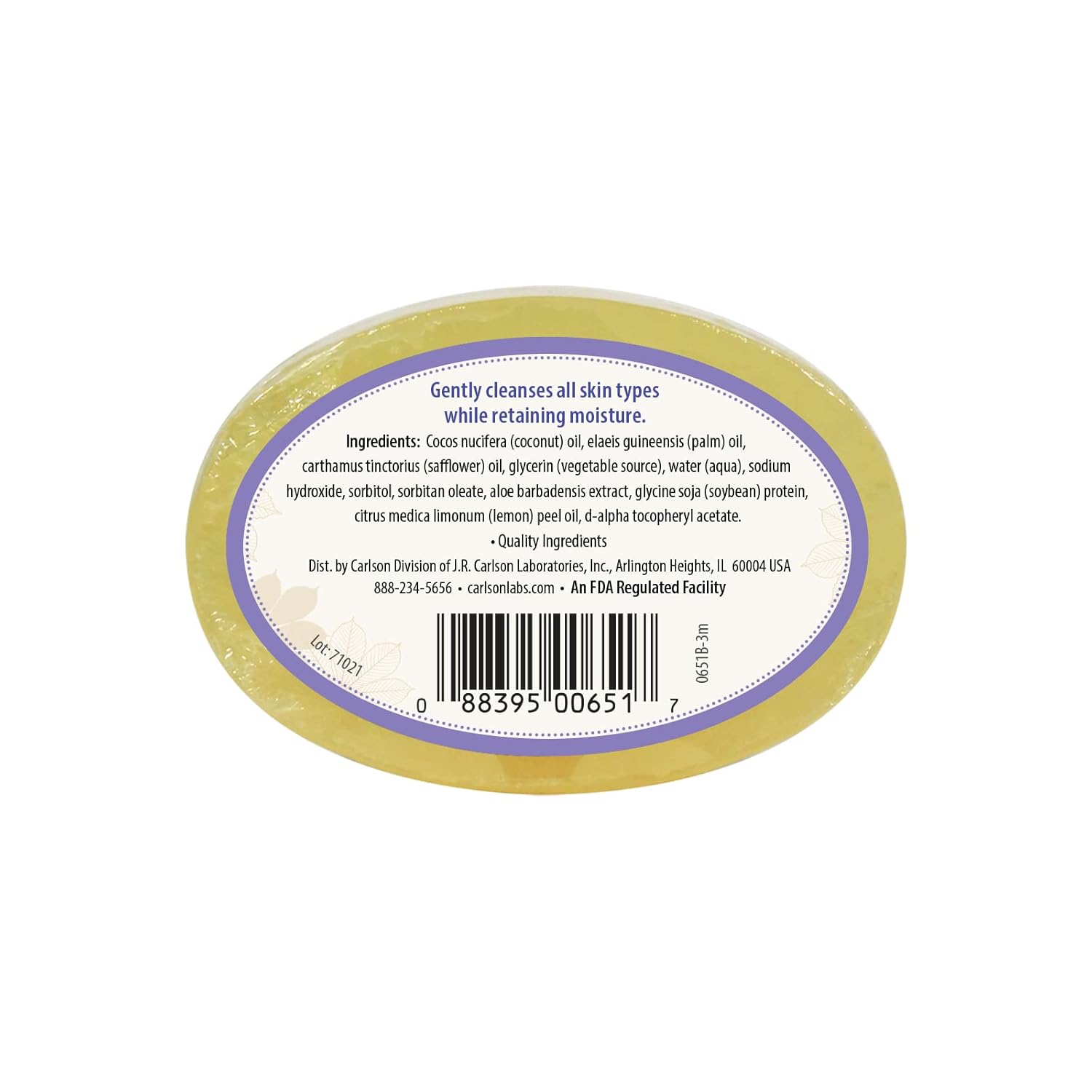 Carlson E-Gem – Jabón para el cuidado de la piel, 1000 UI (670 mg) de vitamina E, con aloe, barra limpiadora hidratante, aroma a limón fresco, 1