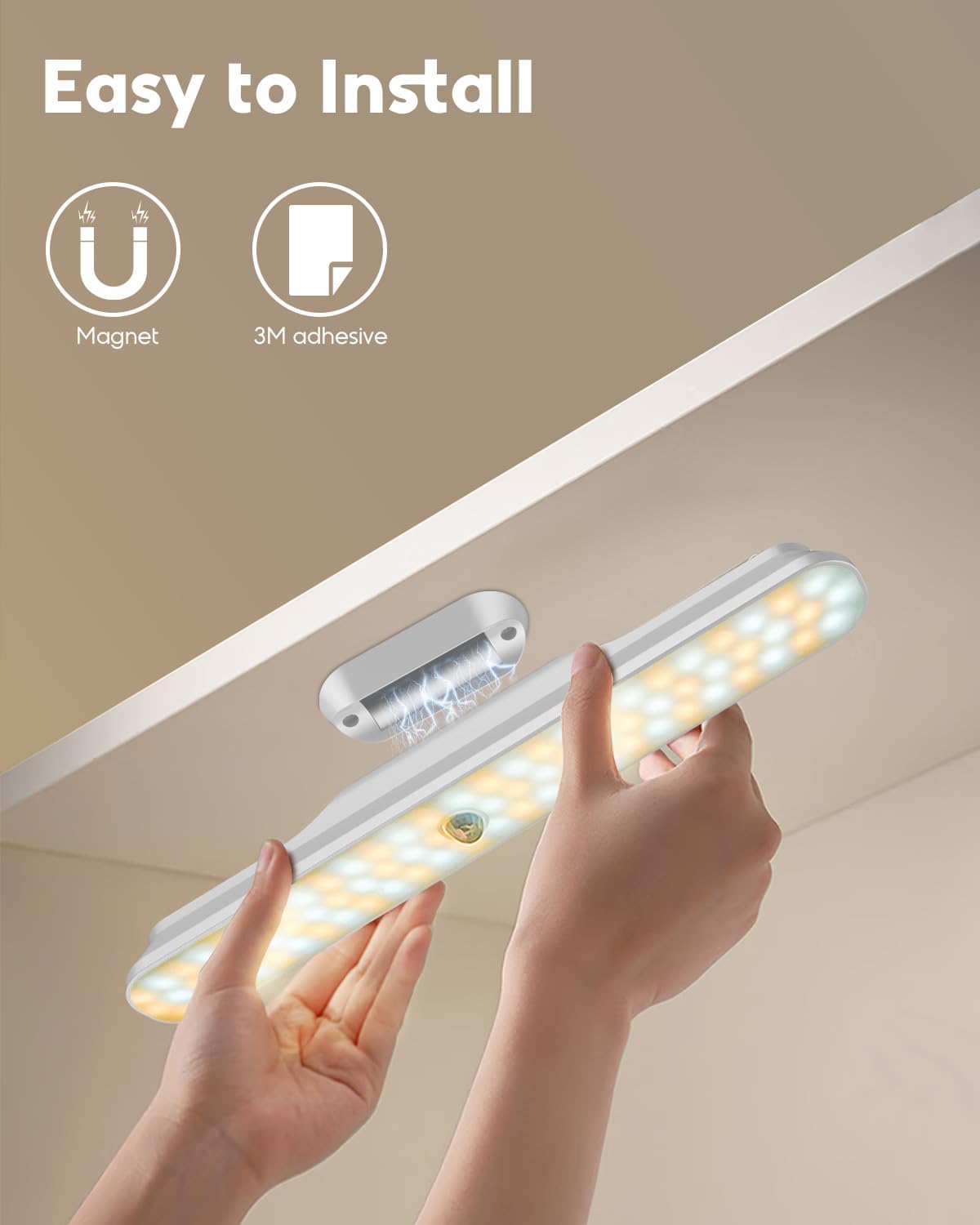 Luces para debajo del gabinete, 78 luces LED que funcionan con pilas, luces de armario, luz con sensor de movimiento para interiores, luz nocturna